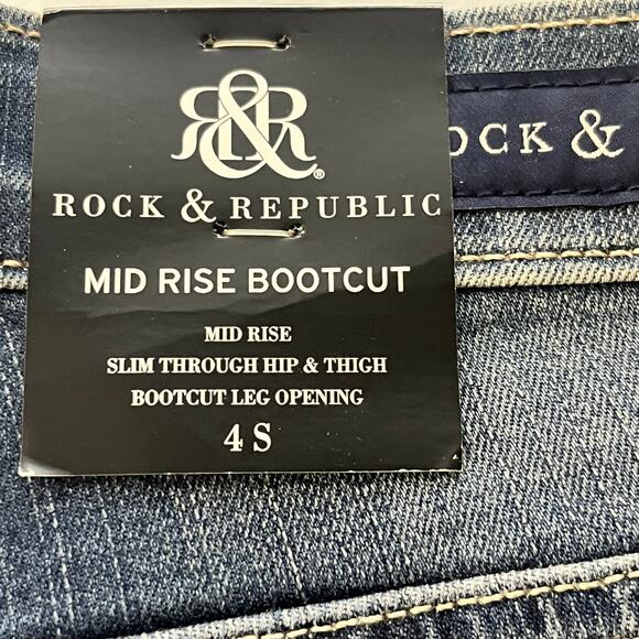NWT Rock & Republic Jeans Mid Rise Boot Cut Kasandra Size 4S - Picture 2 of 7